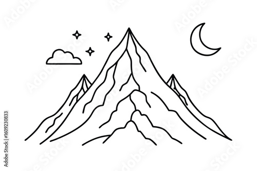 Wallpaper Mural Line Art Of A Mountain Peak With Snowcaps And A Clear Sky Torontodigital.ca
