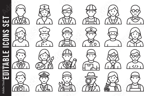 Editable Outline Icon Set for Digital Marketing, SEO, and Content Strategy