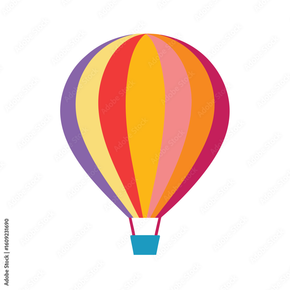 Naklejka premium Hot Air Balloon In Bright Colors On White