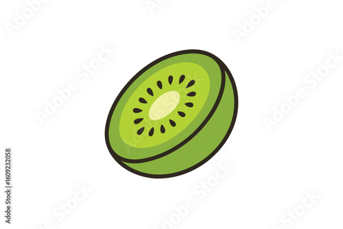 Hand Drawn Kiwi Slice Vector On White Background
