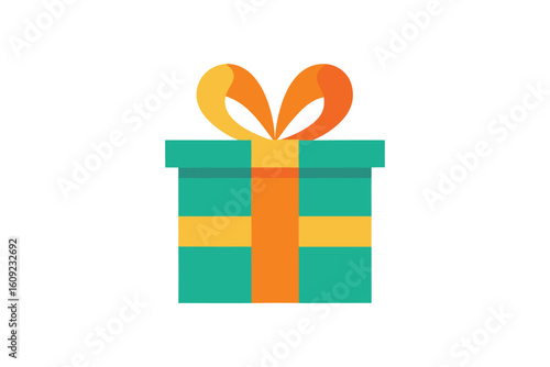 Gift Box With Ribbon In Cartoon Vector On White