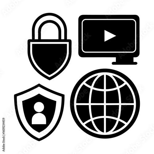Flat VPN and Secure Browsing Icons – Vector Collection.