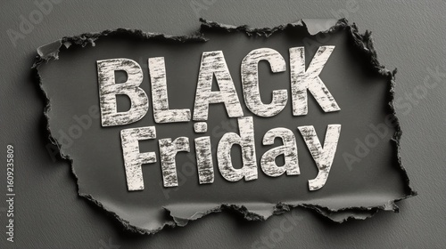 Black Friday Sale Announcement With Torn Paper Effect Highlighting Special Deals