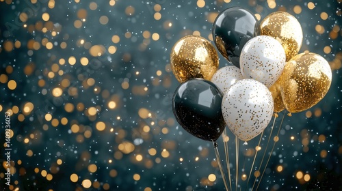 Bright and Festive Balloons Shining With Confetti During a Celebration in a J...