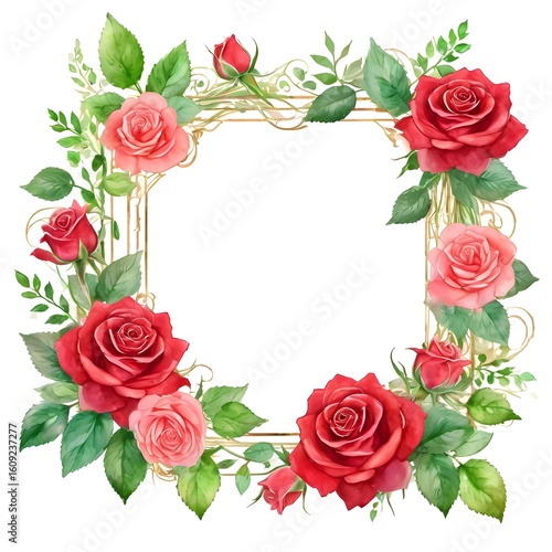 Celebrate love and beauty with a stunning red roses card layout perfect for any special occasion, from birthdays to weddings and beyond, inviting heartfelt messages Generative AI