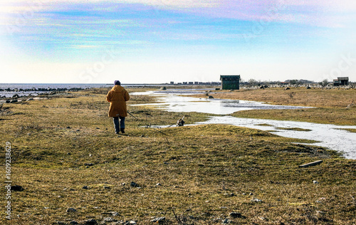 woman walking on the beach