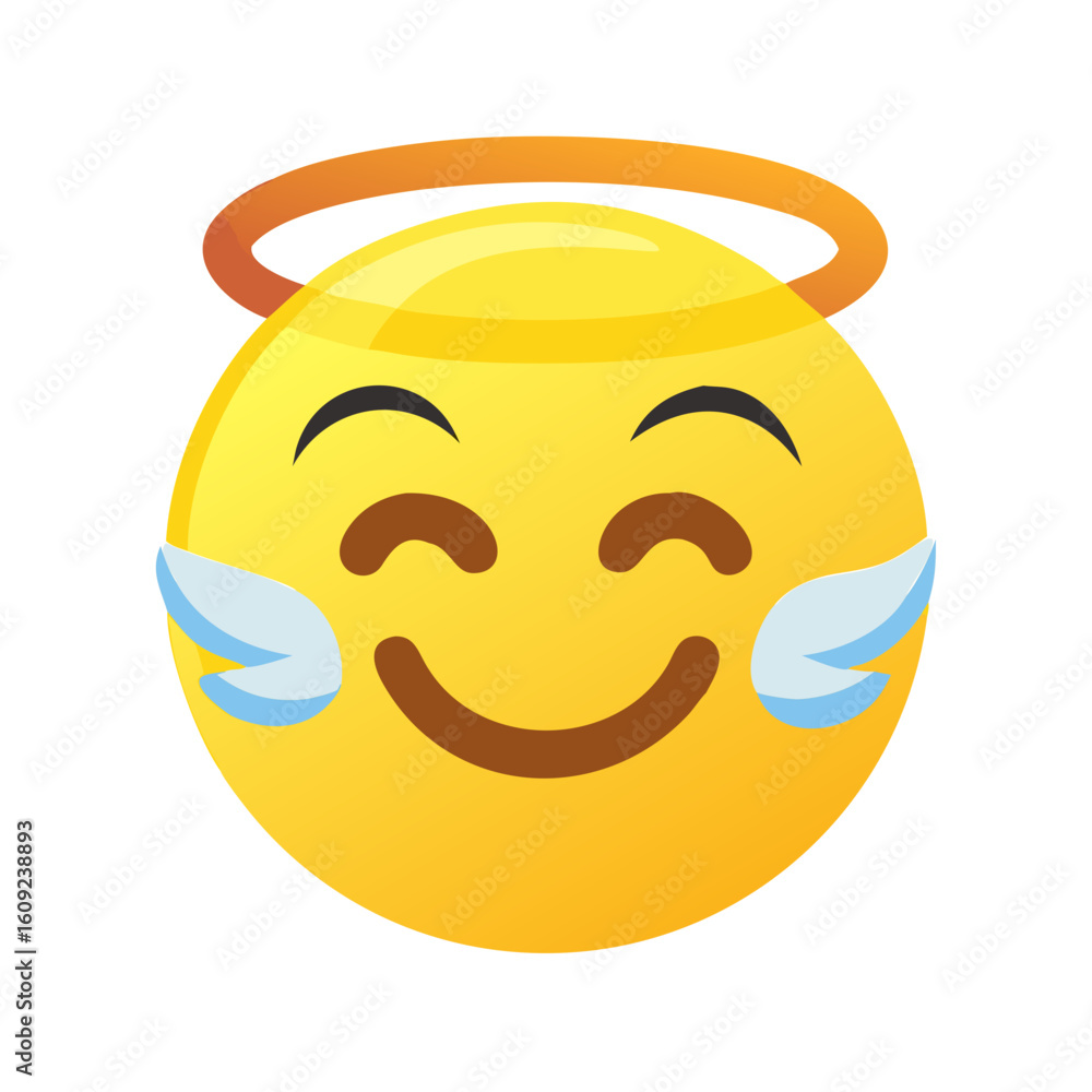 Fototapeta premium Cheerful angel emoji radiating happiness and positivity