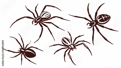 Diverse Spider Illustrations Set: Detailed Arachnid Vector Art for Nature, Halloween, and Creepy Designs