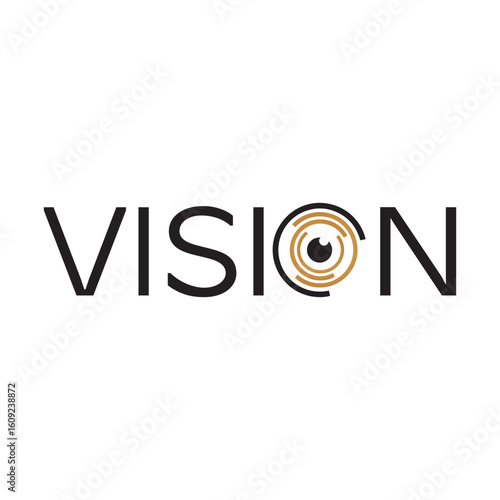 The **Vision logo** features sleek, modern typography with an eye-inspired element, symbolizing clarity, focus, and forward-thinking innovation for a strong and dynamic brand identity.
