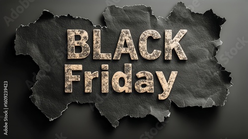Black Friday Promotion With Torn Paper Effect Revealing Text on a Neutral Bac...