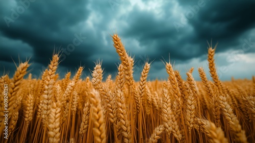 Wheat Field Under Dramatic Storm Clouds Before an Approaching Rain