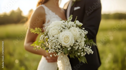 Newlyweds Celebrate Love During Sunset in a Beautiful Outdoor Wedding Ceremony