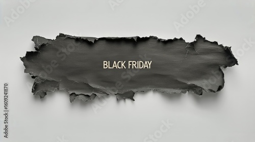 Black Friday Promotion With Torn Paper Effect Revealing Text on a Neutral Bac...