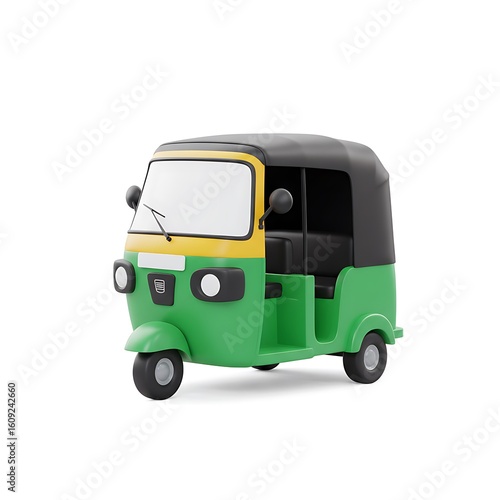 3D green and black auto rickshaw