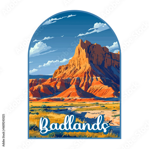 Badlands national park, USA National park, Retro National park, United States of America National Park, national park service
