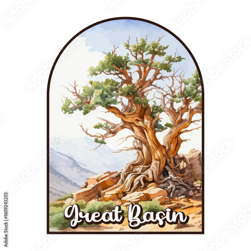 Great Basin National park, Retro National park, United States of America National Park, national park service, Great Basin vector