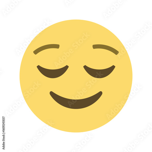 Yellow emoji with closed eyes and a gentle smile expressing a calm and peaceful feeling of contentment
