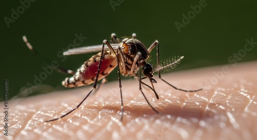 Wallpaper Mural Close-up view of a mosquito feeding on human skin, showing details. Torontodigital.ca