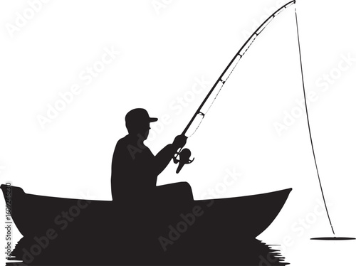 silhouette of a fisherman with fishing rod