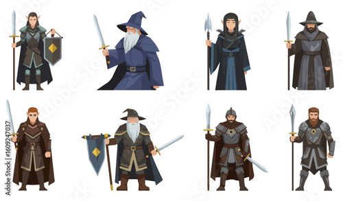 Fantasy Character Vector Set in Minimal Color Palette