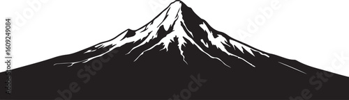 Mount Hood in silhouette image white background.