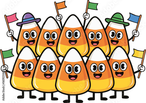 Candy corn crew flat vector icon illustration for sticker, logo, book, t-shirt and more print or digital design