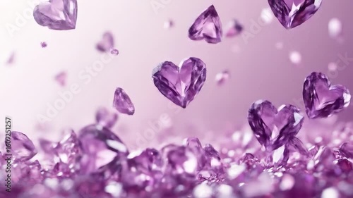 Purple heart gems falling softly.