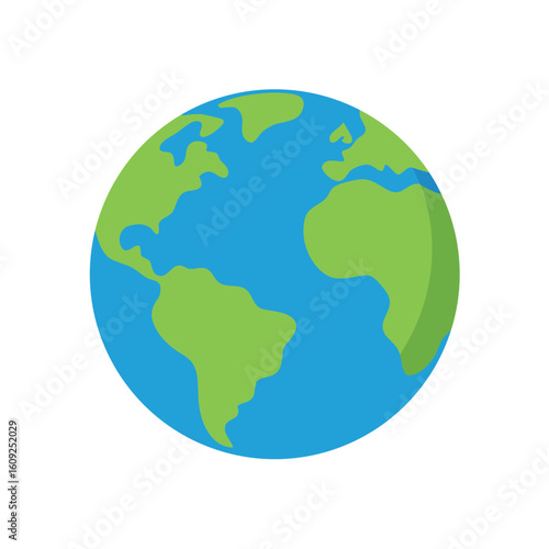 World Globe Icon In Flat Vector Style On White