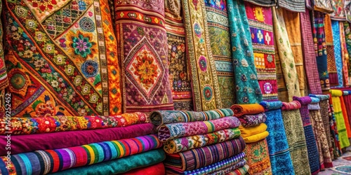 Vibrant fabrics unfolded in a kaleidoscope of colors