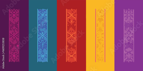 A wall featuring a vibrant series of colorful stripes in various hues..eps