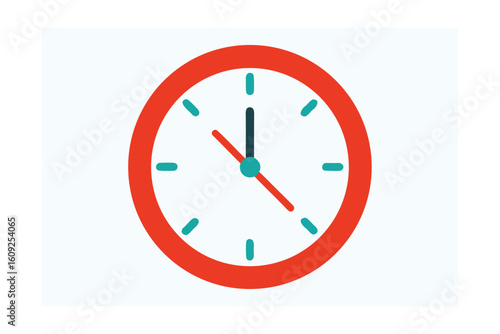 Clock Face With Hands In Simple Vector On White
