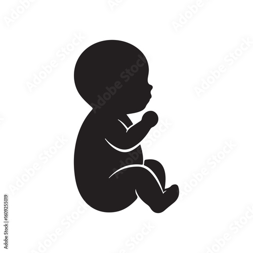 Silhouette of new born baby vector flat illustration design on white background