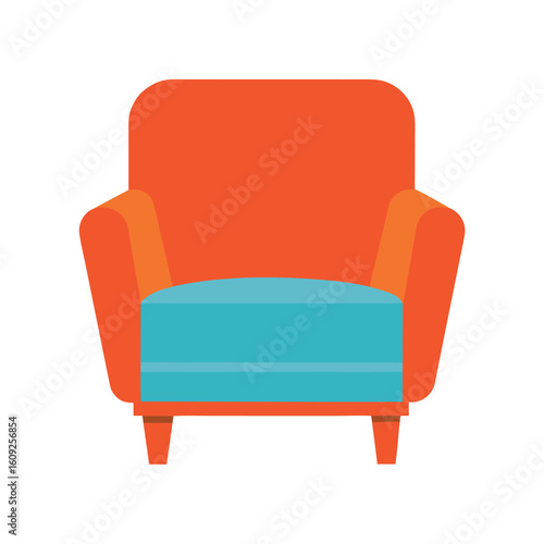 Armchair In Flat Modern Vector Style On White