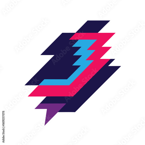 Abstract Glitch Element In Vector Style On White