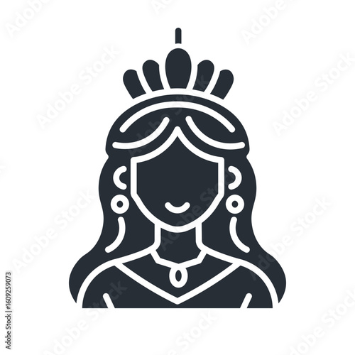 Fotomural Princess or queen flat icon. Isolated vector illustration