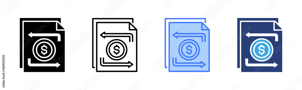 Cashflow icon sheet multiple style collection Cashflow icon sheet multiple style collection