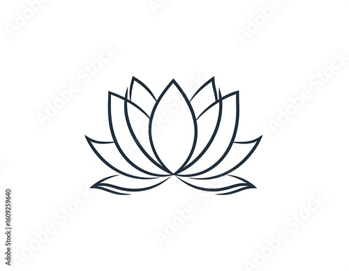 Simple, elegant line art lotus flower graphic