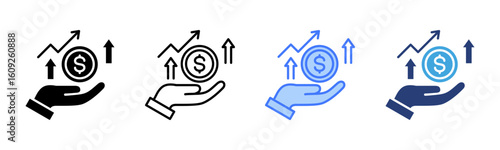 Profitability icon sheet multiple style collection