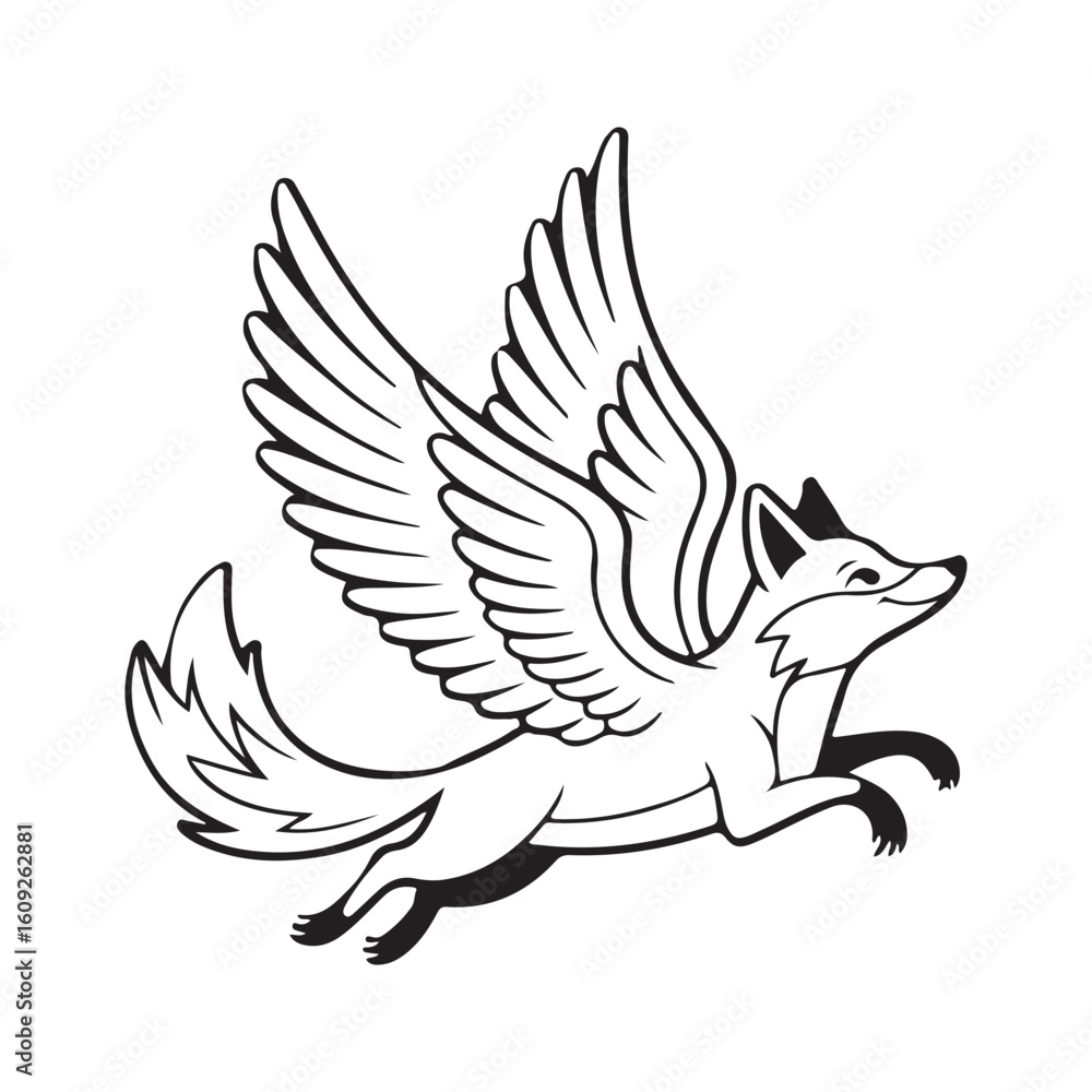 Fototapeta premium A fox flying in the sky image design