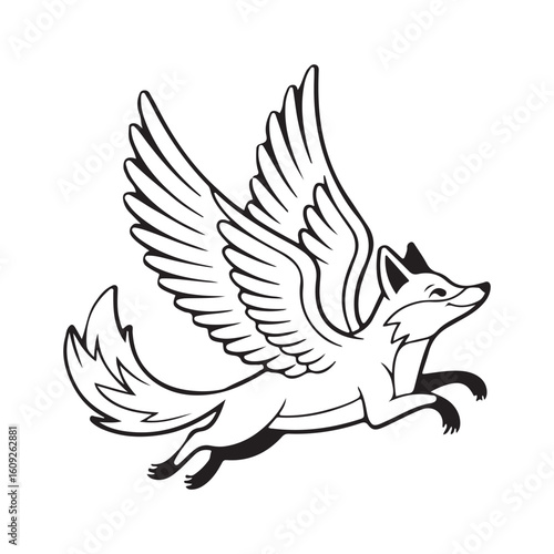 A fox flying in the sky image design
