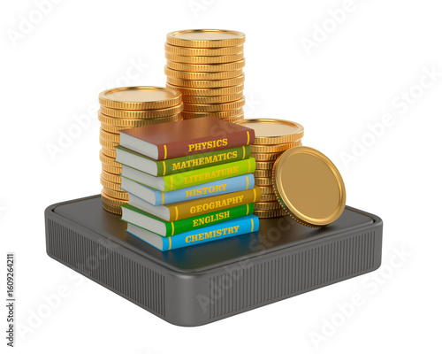 Book and money on white bac...