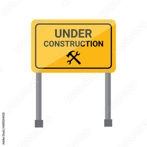 Vector under construction sign yellow board warning icon