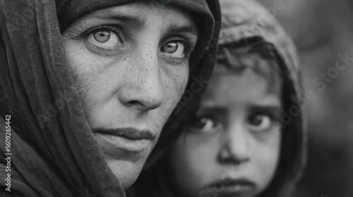 A Mother's Gaze: Black and White Portrait of Resilience