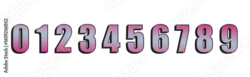 3D render of numbers from 0 to 9 with subtle halftone gradient - isolated on transparent background 