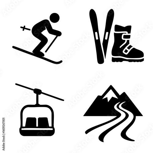 skiing logo set