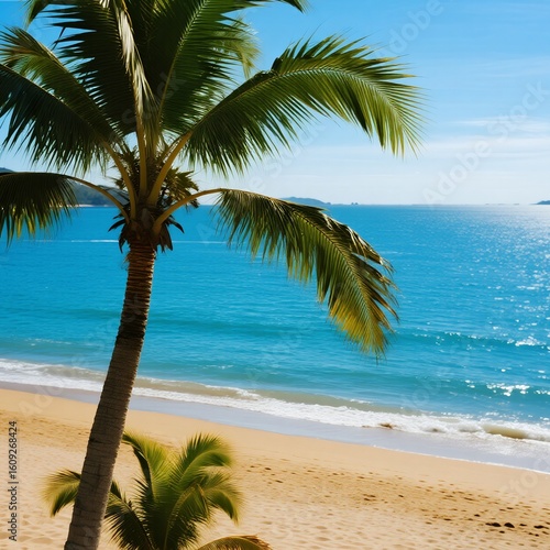Fototapeta Naklejka Na Ścianę i Meble -  tropical beach with palm trees