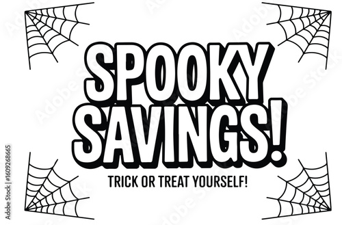 Spooky savings with spiderwebs on a white background