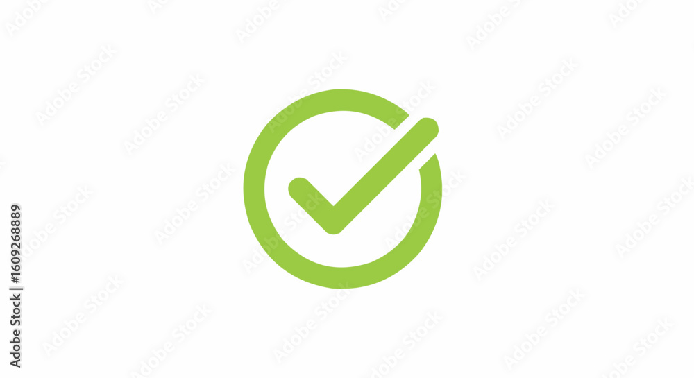 A light green check mark inside a circle indicating approval or a task completed successfully and correctly A light green check mark inside a circle indicating approval or a task completed successfully and correctly