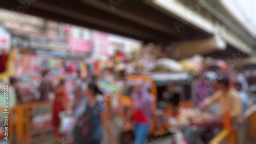 Wallpaper Mural Bokeh view of crowded market street in Chennai, India. Blurred background footage. Torontodigital.ca
