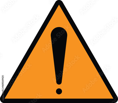 Orange triangle warning sign with black exclamation mark alert caution